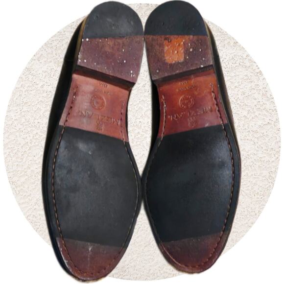 Mezlan Italian Hand Made Leather Tassel Loafers Mens size 8 M Black - Picture 6 of 7